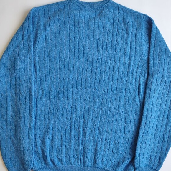 Crew Clothing Men's Lambswool Crewneck Sweater Jumper Cable Knit Blue Sz Medium - Picture 4 of 8